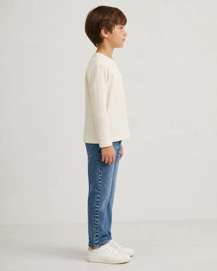 Krem Unisex Çocuk Basic Uzun Kollu Tişört - Yeni Dönem Stili (Erkek Çocuk) – görsel 3