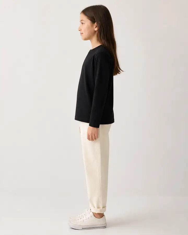 Siyah Unisex Çocuk Basic Uzun Kollu Tişört - Günlük Okul Giyimi (Kız Çocuk) – görsel 3