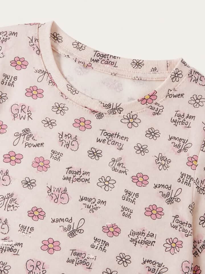 İncili Tekstil Kız Çocuk Beyaz Renk Çiçek Desenli Pamuklu Tişört – görsel 3