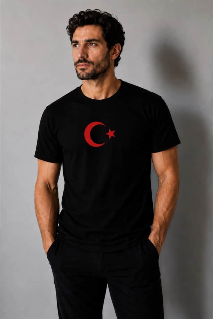 İncili Tekstil Türkiye Temalı Dünya Kupası Baskılı Slim Fit Erkek Tişört %100 Pamuklu Penye Dijital Baskı - Siyah Baskı 5