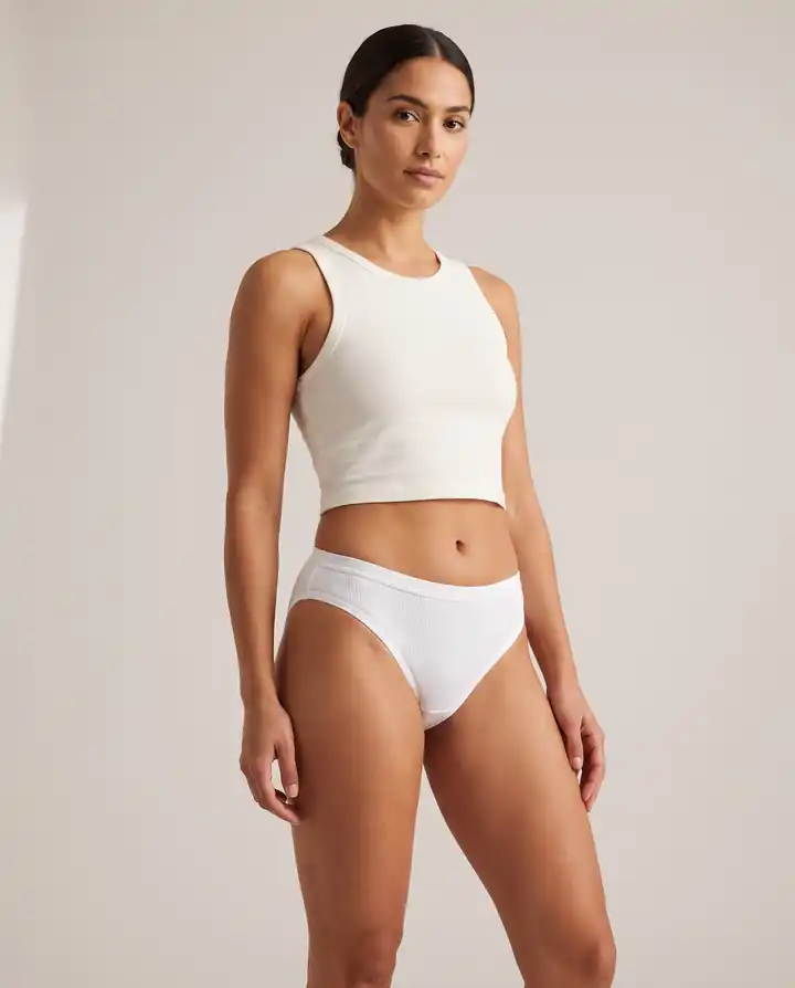 Kadın Klasik Beyaz Pamuklu Fitilli Yüksek Konfor Bikini Külot