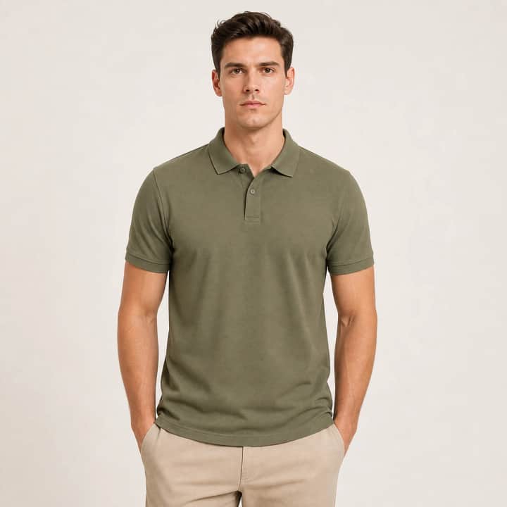 İncili Tekstil Premium Polo Yaka Erkek Tişört - Haki