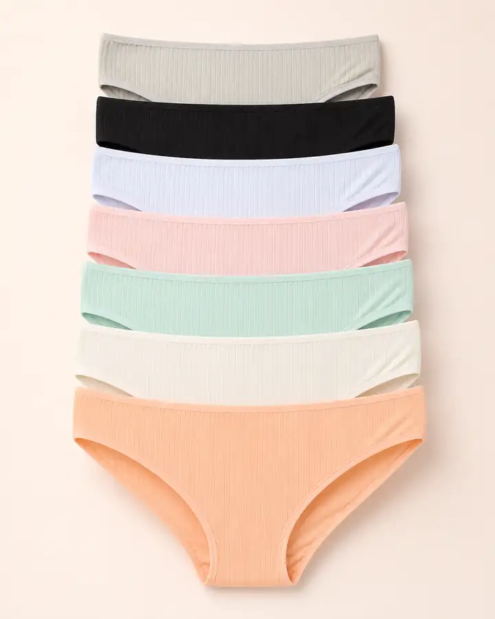 Kız Çocuk Pamuklu Fitilli (Kaşkorse) 7'li Slip Külot Seti – görsel 3