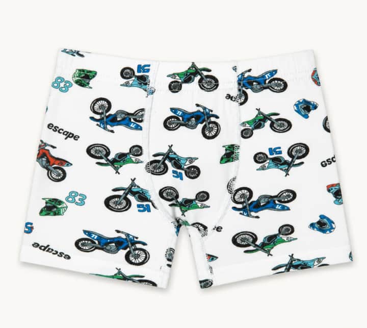 Erkek Çocuk Beyaz Motokros Desenli Pamuklu Boxer – görsel 2