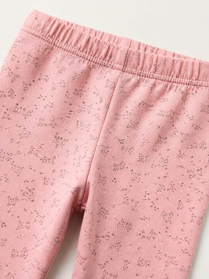 Pembe Kedi Desenli Pamuklu Kız Çocuk Tayt – görsel 3