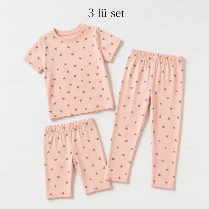 Kız Çocuk Tişört-Kapri-Tayt 3'lü Set – görsel 3