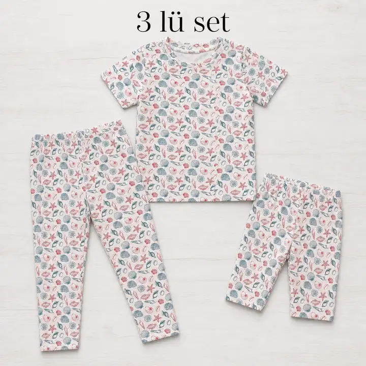 Kız Çocuk Tişört-Kapri-Tayt 3'lü Set