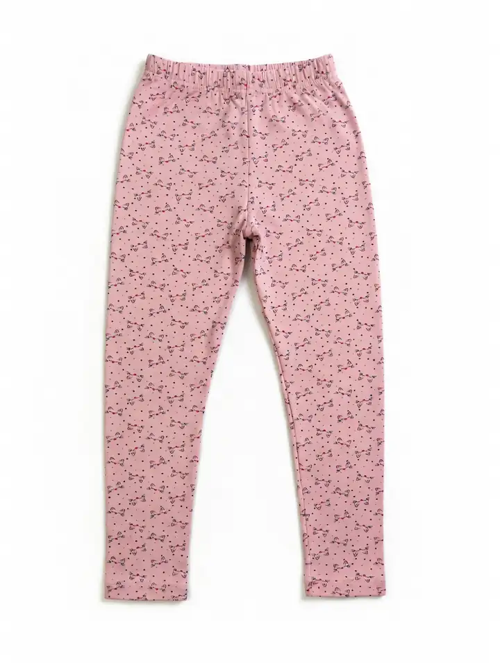 Pembe Kedi Desenli Pamuklu Kız Çocuk Tayt – görsel 2