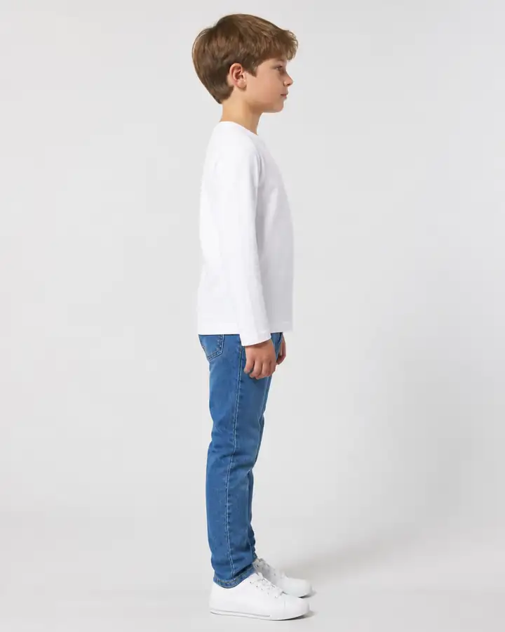 Beyaz Unisex Çocuk Sade Uzun Kollu Tişört - Okula Dönüş (Erkek Çocuk) – görsel 3