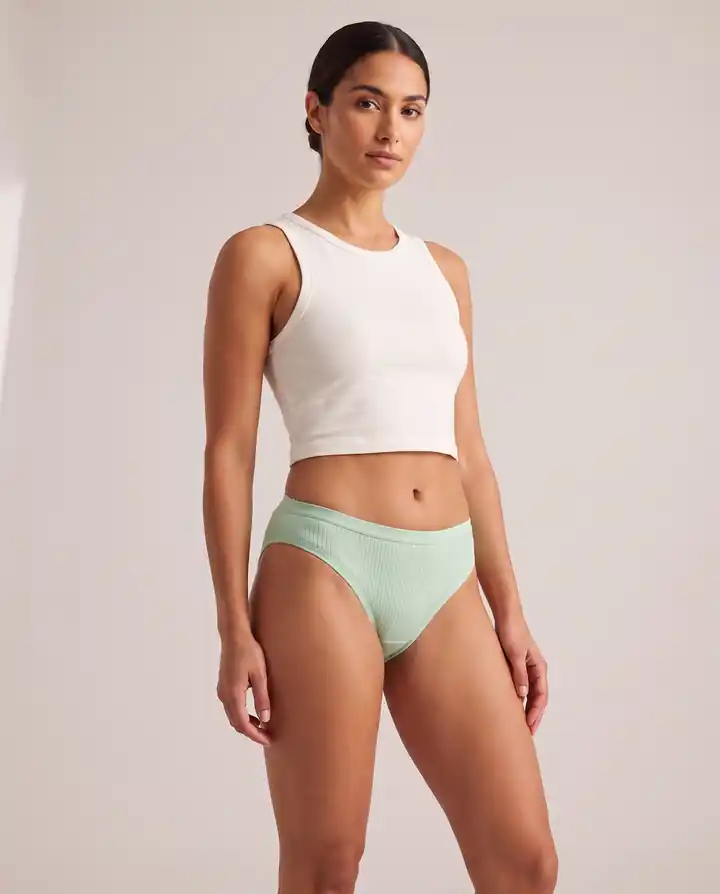 Su Yeşili Kaşkorse Fitilli Yüksek Konfor Kadın Bikini Külot