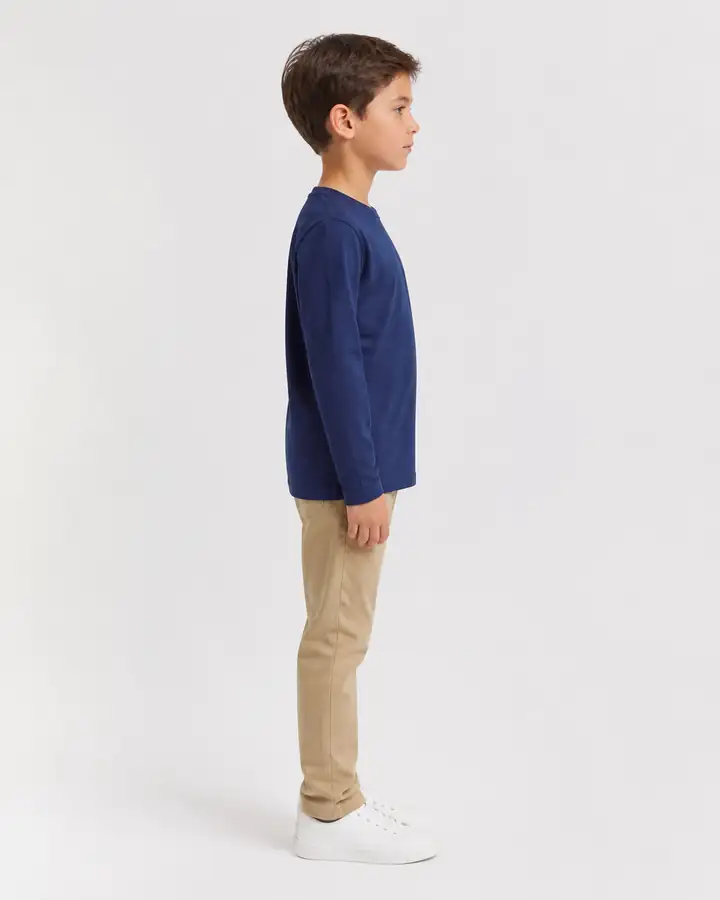 İndigo Unisex Çocuk Bisiklet Yaka Uzun Kollu Tişört - Okul Stili (Erkek Çocuk) – görsel 3