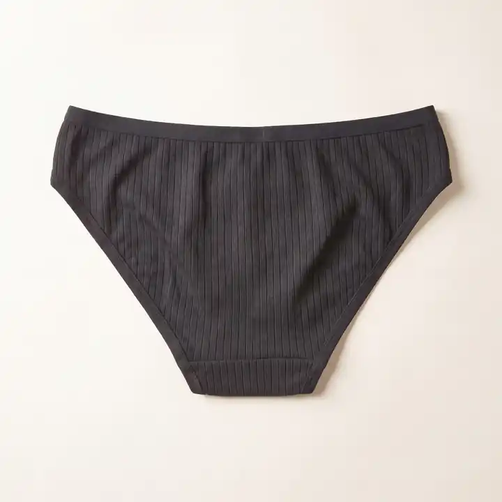Siyah Kaşkorse Fitilli Yüksek Konfor Kadın Bikini Slip – görsel 3