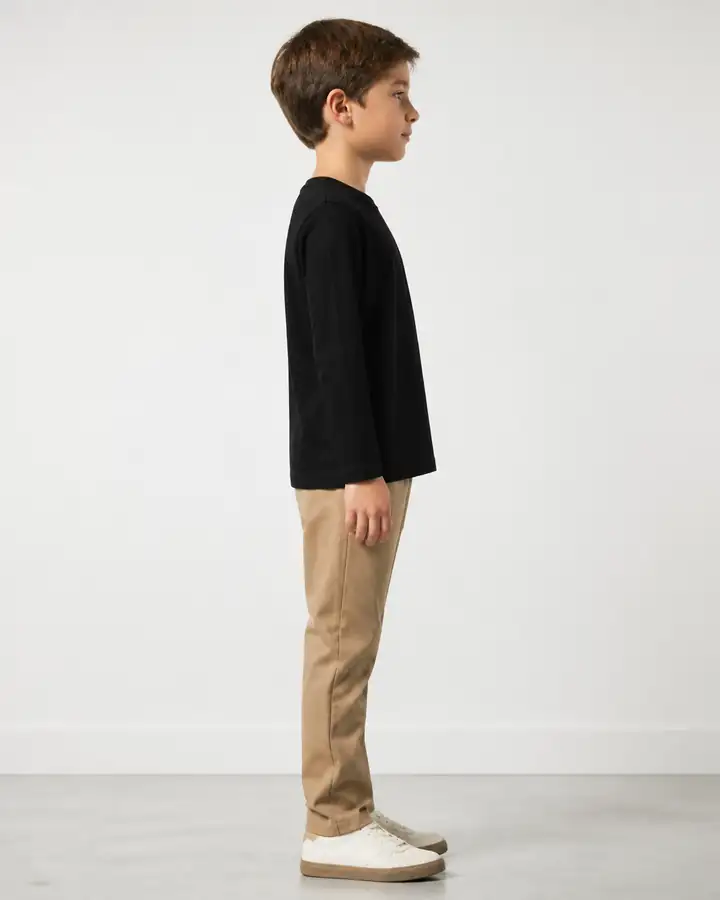 Siyah Unisex Çocuk Basic Uzun Kollu Tişört - Günlük Okul Giyimi (Erkek Çocuk) – görsel 3