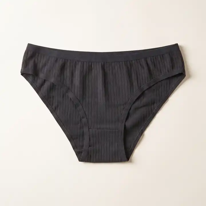 Siyah Kaşkorse Fitilli Yüksek Konfor Kadın Bikini Slip – görsel 2