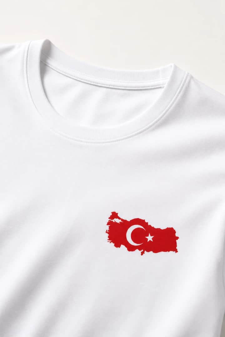 İncili Tekstil Türkiye Temalı Dünya Kupası Baskılı Slim Fit Erkek Tişört %100 Pamuklu Penye Dijital Baskı - Beyaz Baskı 2 – görsel 3