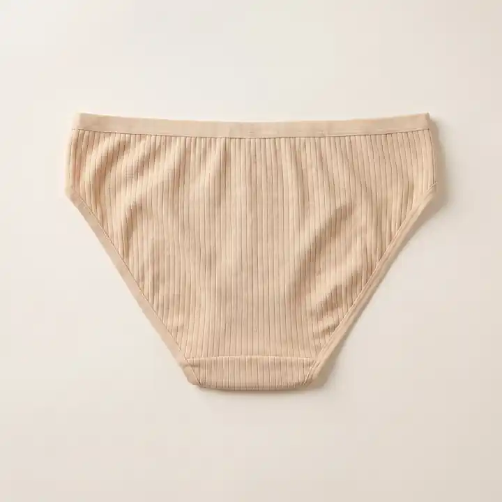 Kadın Ten Rengi Ribana (Fitilli) Pamuklu Esnek Bikini Külot – görsel 3