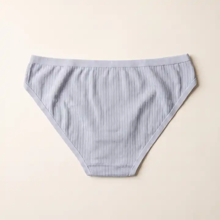 Kadın Açık Mavi Ribana (Fitilli) Pamuklu Esnek Bikini Külot – görsel 3
