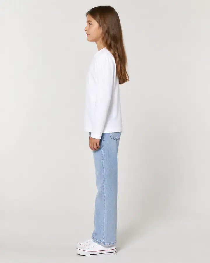 Beyaz Unisex Çocuk Sade Uzun Kollu Tişört - Okula Dönüş (Kız Çocuk) – görsel 3