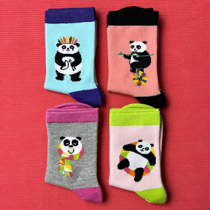 4'lü Set - Neşeli Panda Desenli Dikişsiz Çocuk Çorabı | Soft Yıkama Eğlenceli ve Yumuşak Dokulu Çorap – görsel 3