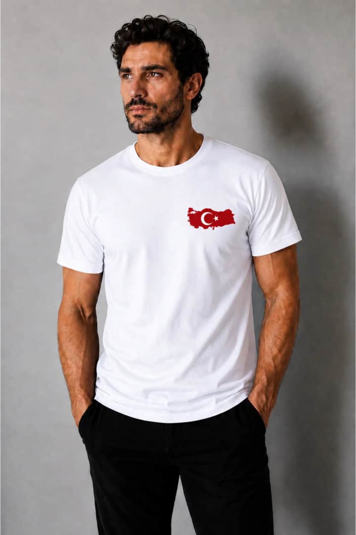 İncili Tekstil Türkiye Temalı Dünya Kupası Baskılı Slim Fit Erkek Tişört %100 Pamuklu Penye Dijital Baskı - Beyaz Baskı 2