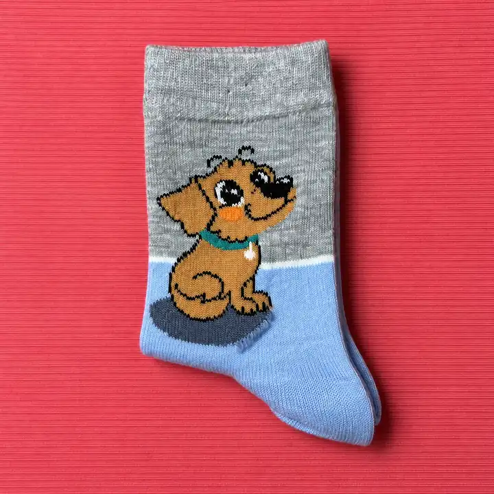 4'lü Set - Sevimli Köpek Desenli Dikişsiz Çocuk Çorabı | Soft Yıkama Pamuksu Yumuşak Dokulu Çorap – görsel 4