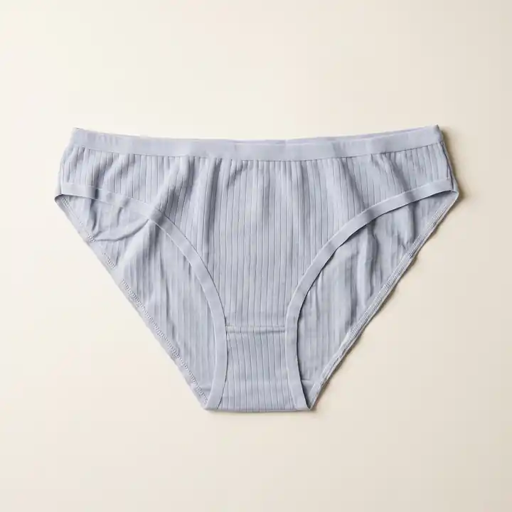 Kadın Açık Mavi Ribana (Fitilli) Pamuklu Esnek Bikini Külot – görsel 2