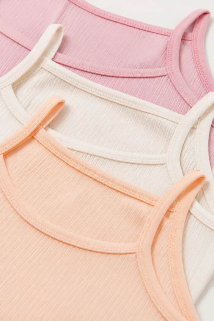 İncili Tekstil Kız Çocuk Fitilli Askılı Atlet 6’lı Set | Pembe-Şeftali-Ekru (Her Renkte 2 Adet) – görsel 3