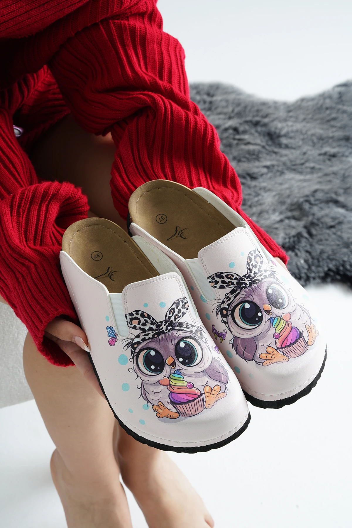 8039 Penguen Baskılı Sabo Terlik