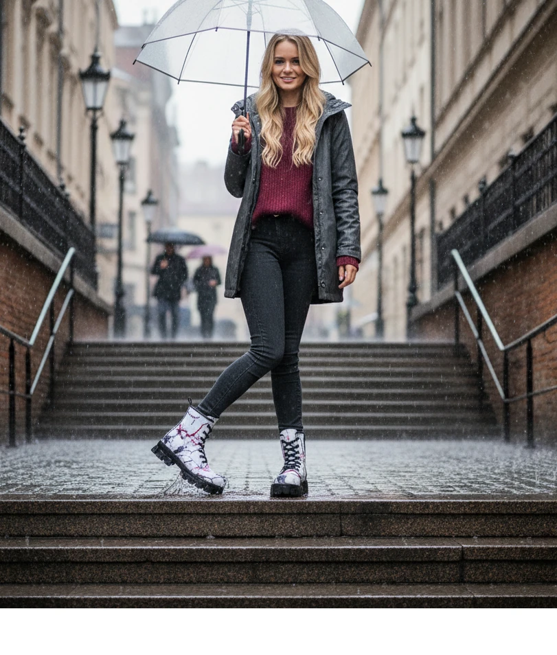 1104 Renkli Çizgiler Desenli Kışlık Uzun Bot