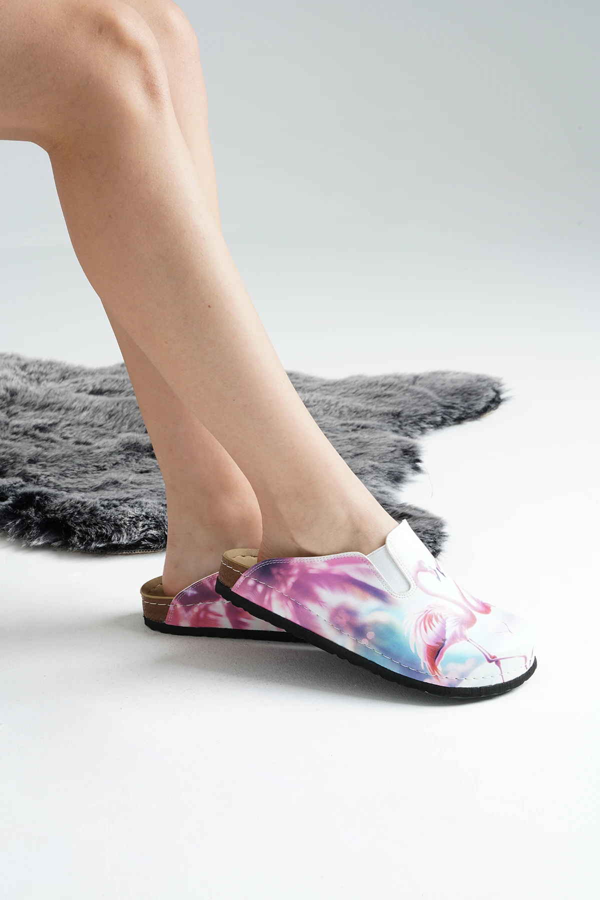 8049 Flamingo Baskılı Sabo Terlik