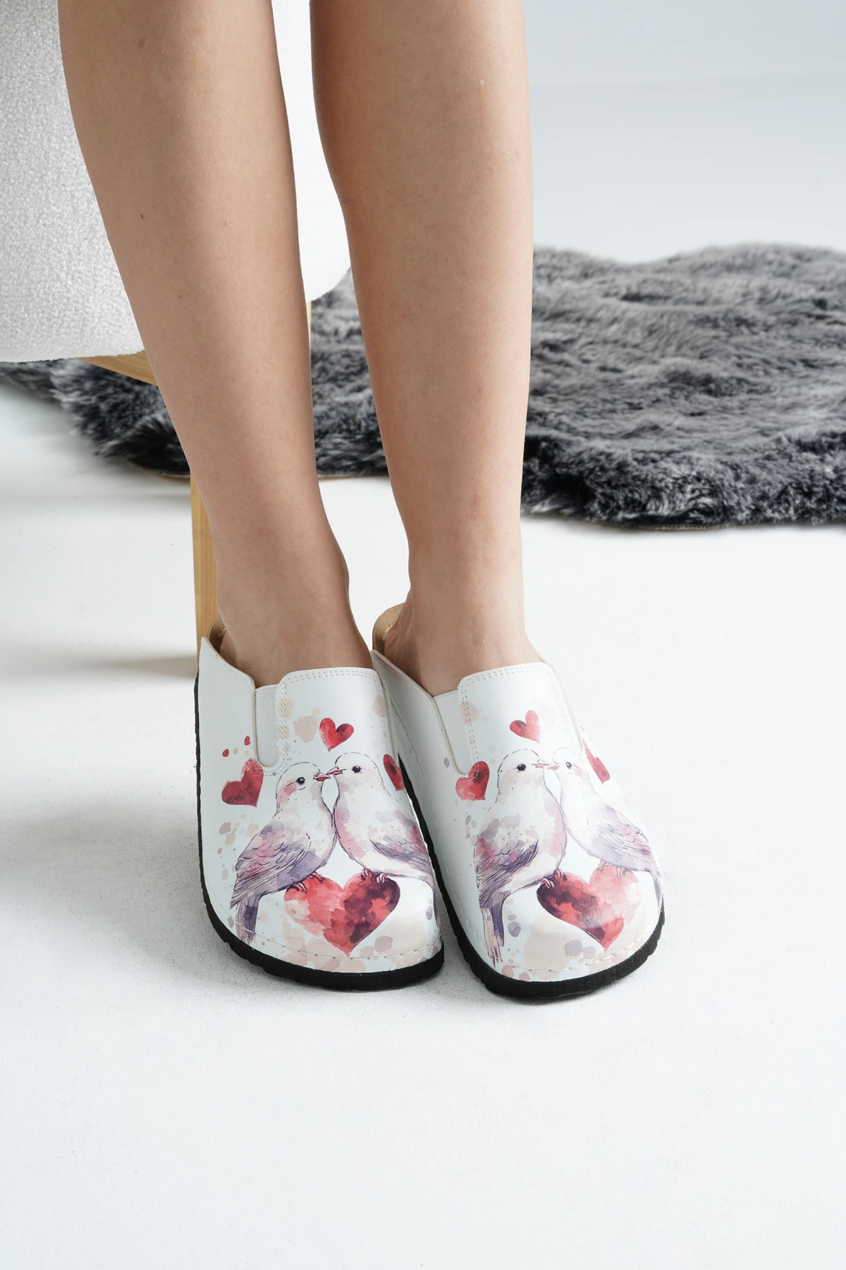 6352 Aşık Kuşlar Baskılı Sek Sabo Terlik