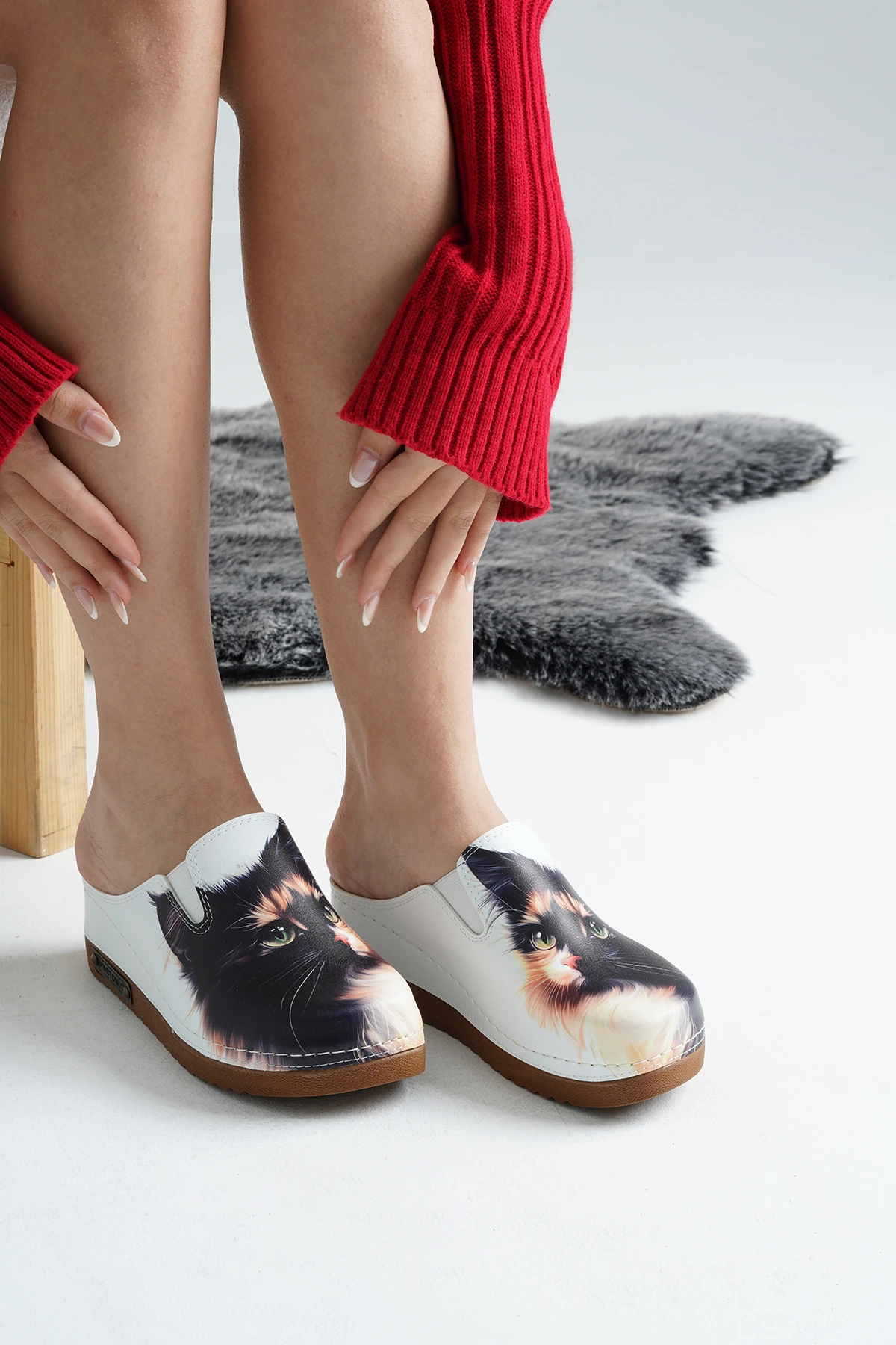 3048 Asil Kedi Baskılı Sek Anatomik Terlik