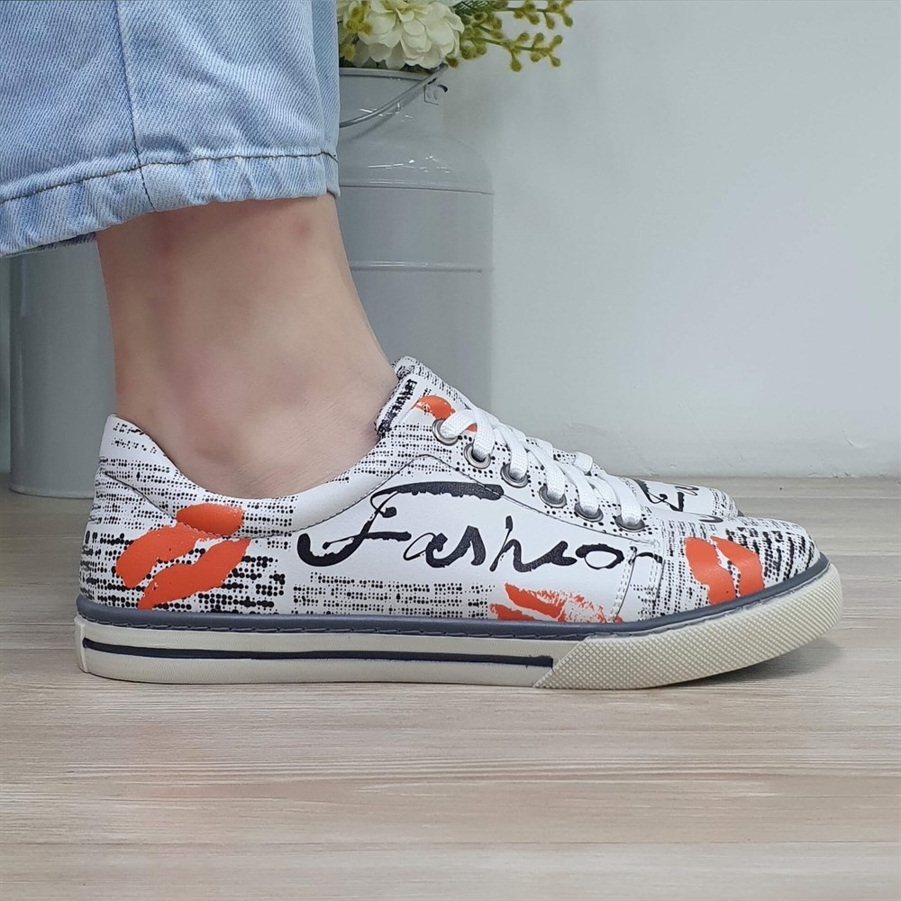 6263 Fashion Yazı Baskılı Sneakers