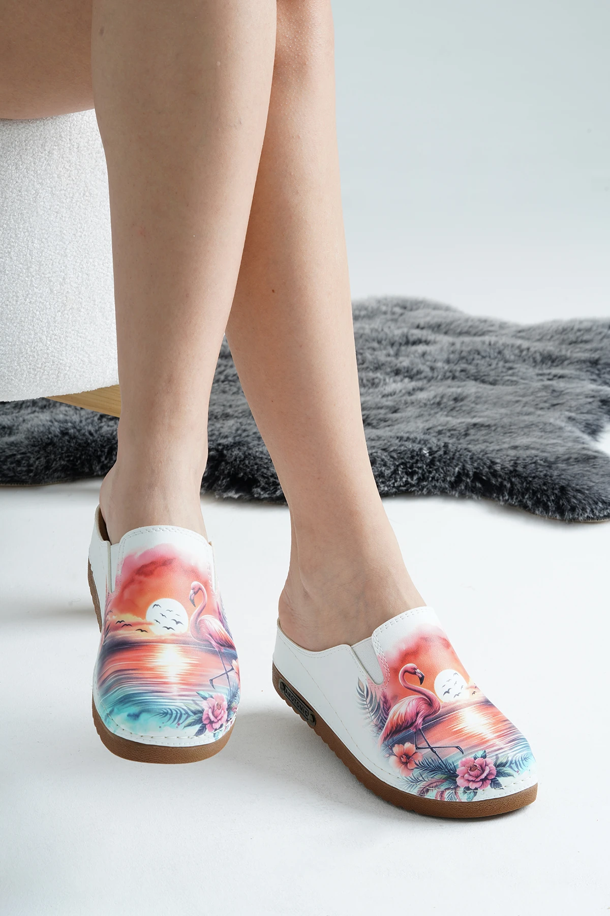 3075 Flamingo Baskılı Sek Anatomik Terlik
