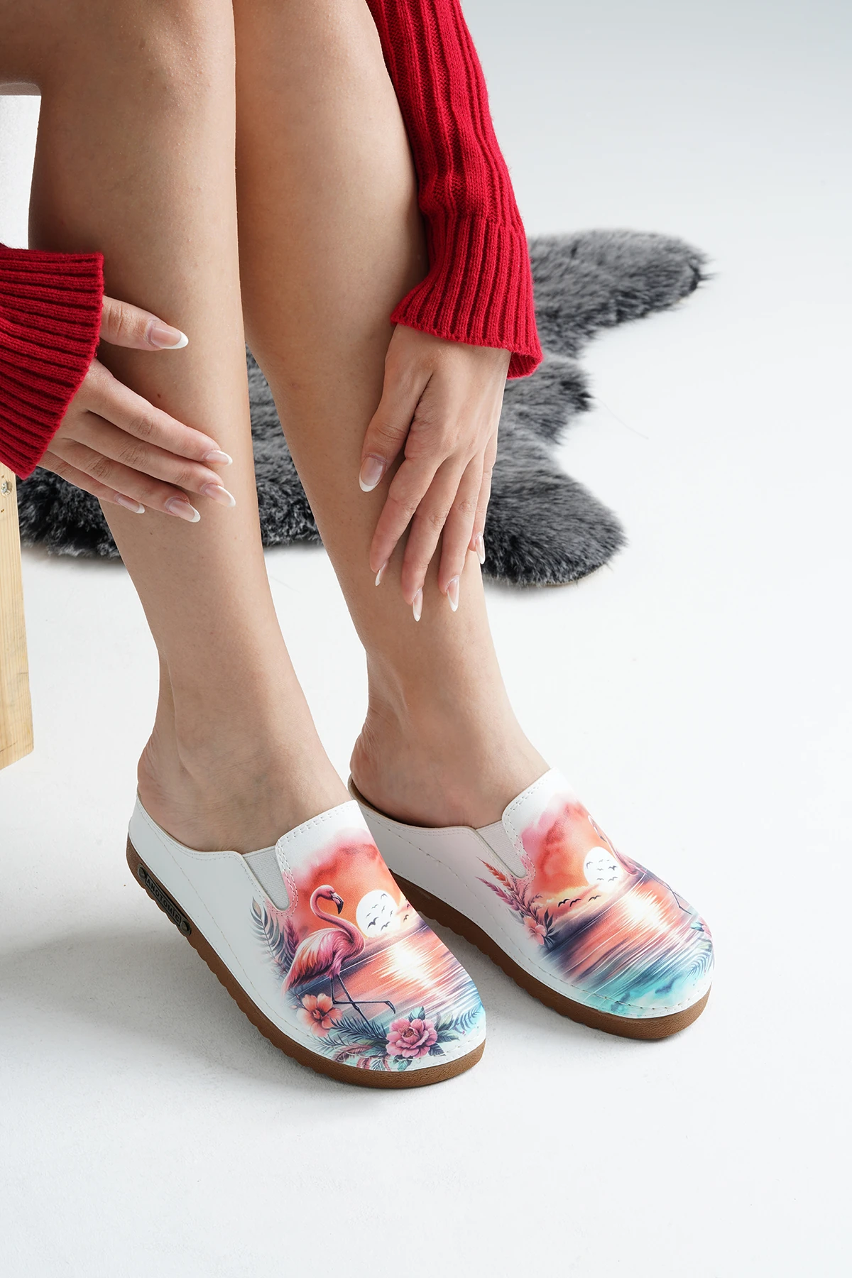 3075 Flamingo Baskılı Sek Anatomik Terlik
