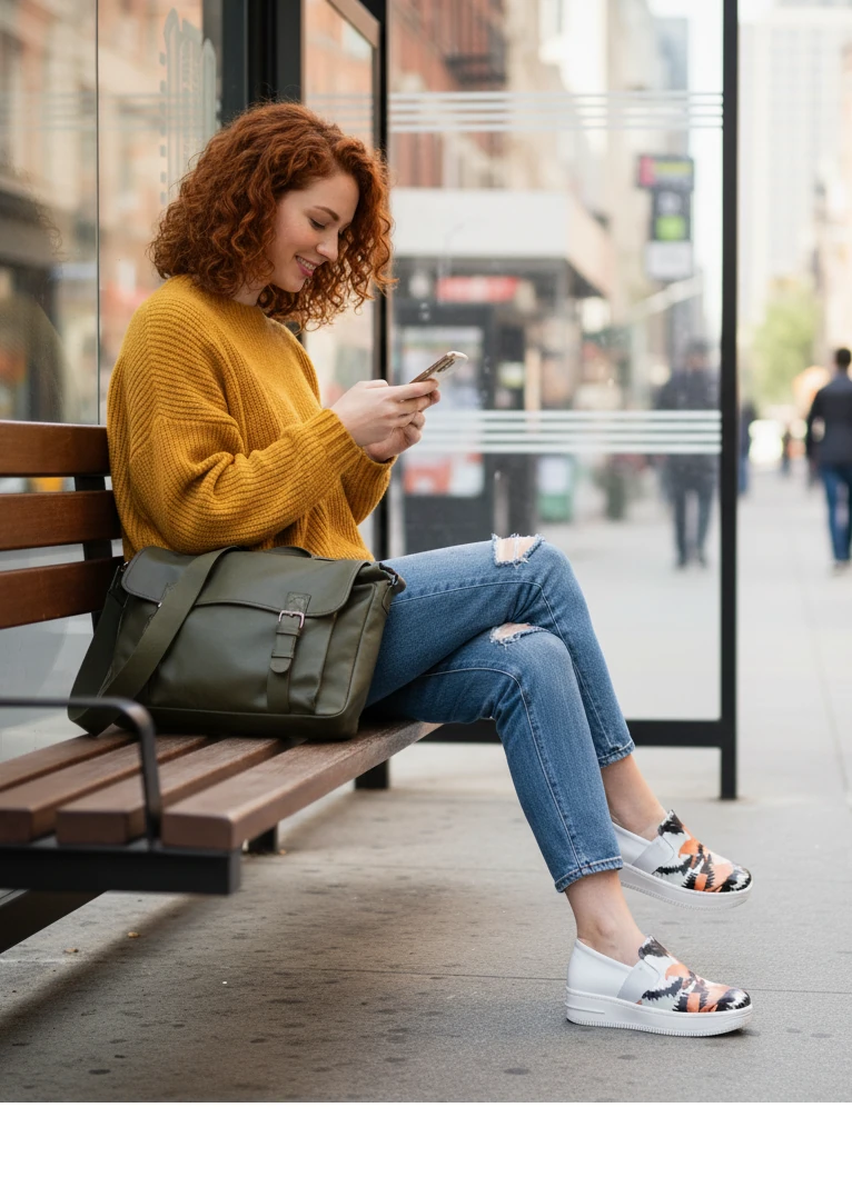 6279 Turuncu Siyah Renkli Sneaker