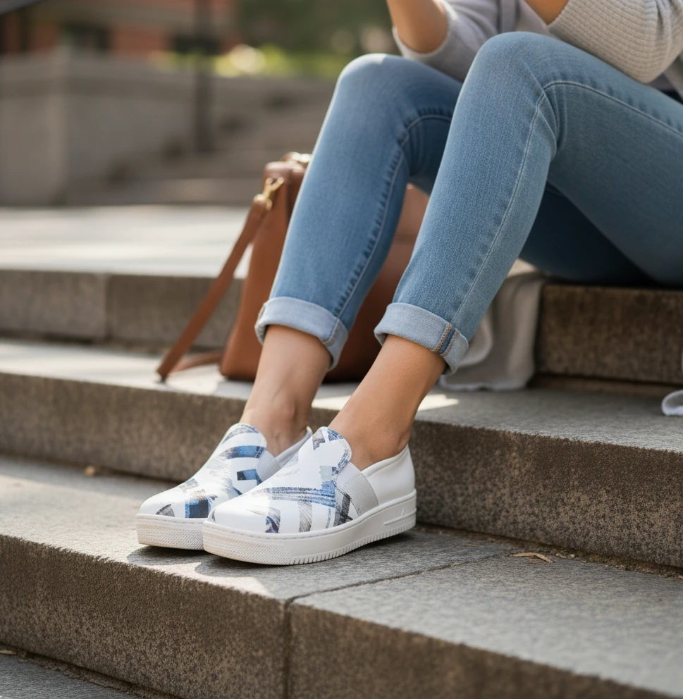 6278 Mavi Şekiller Baskılı Sneaker