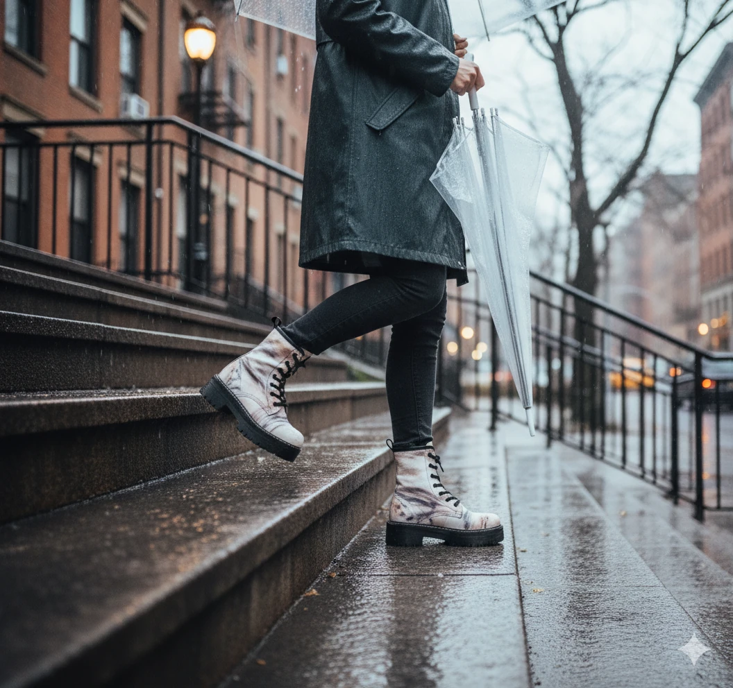 1103 Mermer Desenli Kışlık Uzun  Bot