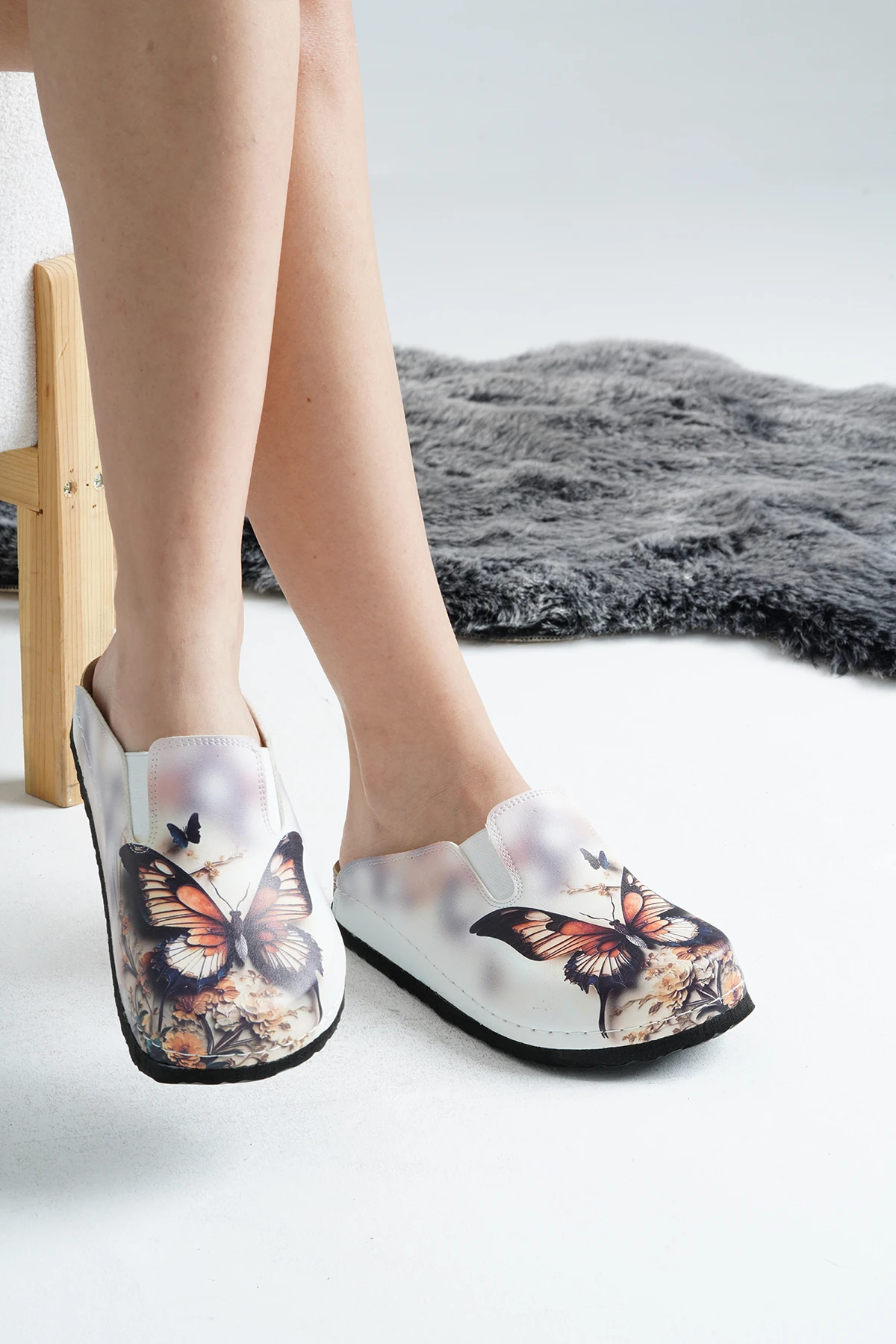 8016 Kelebek Baskılı Sabo Terlik