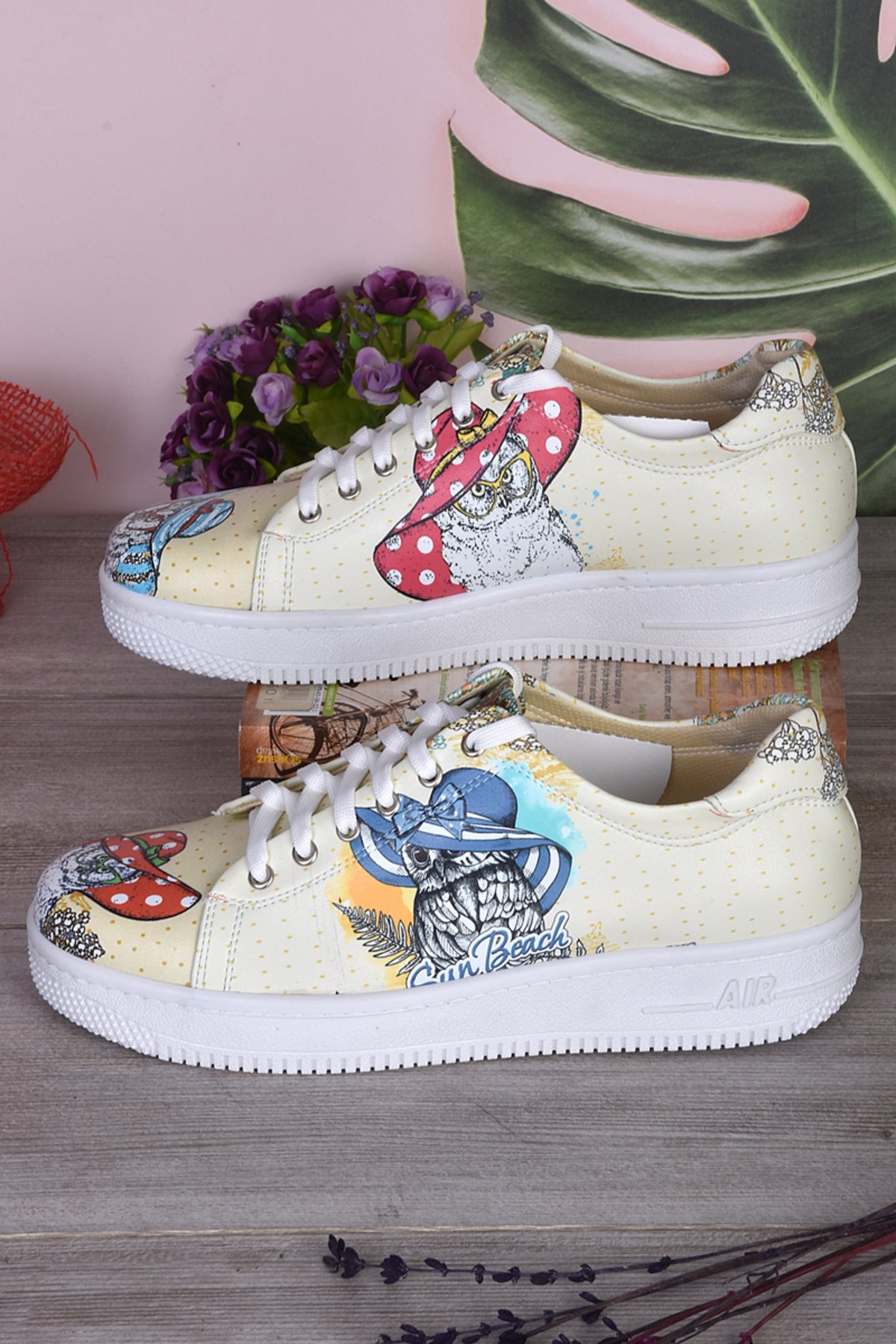 8007 Şapkalı Baykuşlar Desenli Sneakers