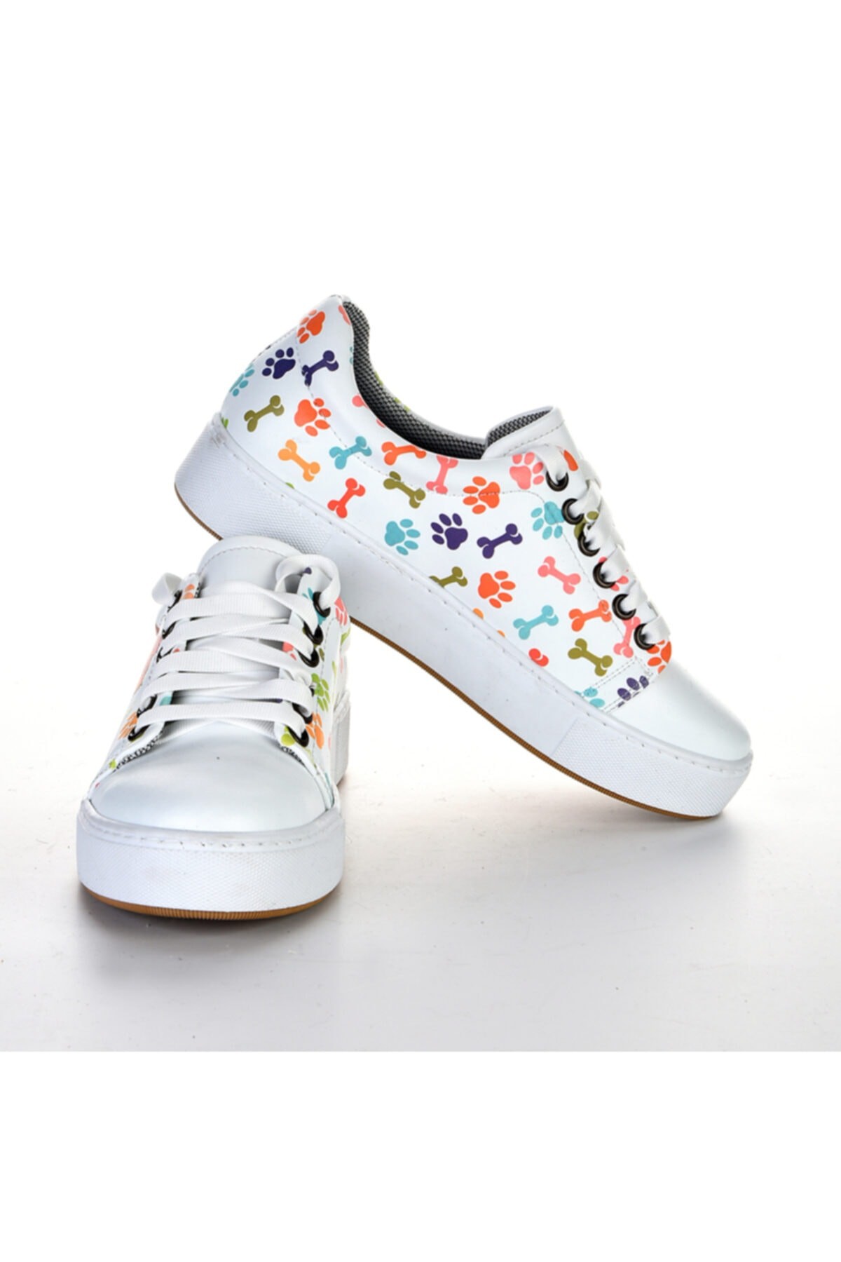 6414 Renkli Patiler Desen Beyaz Desen Sneakers