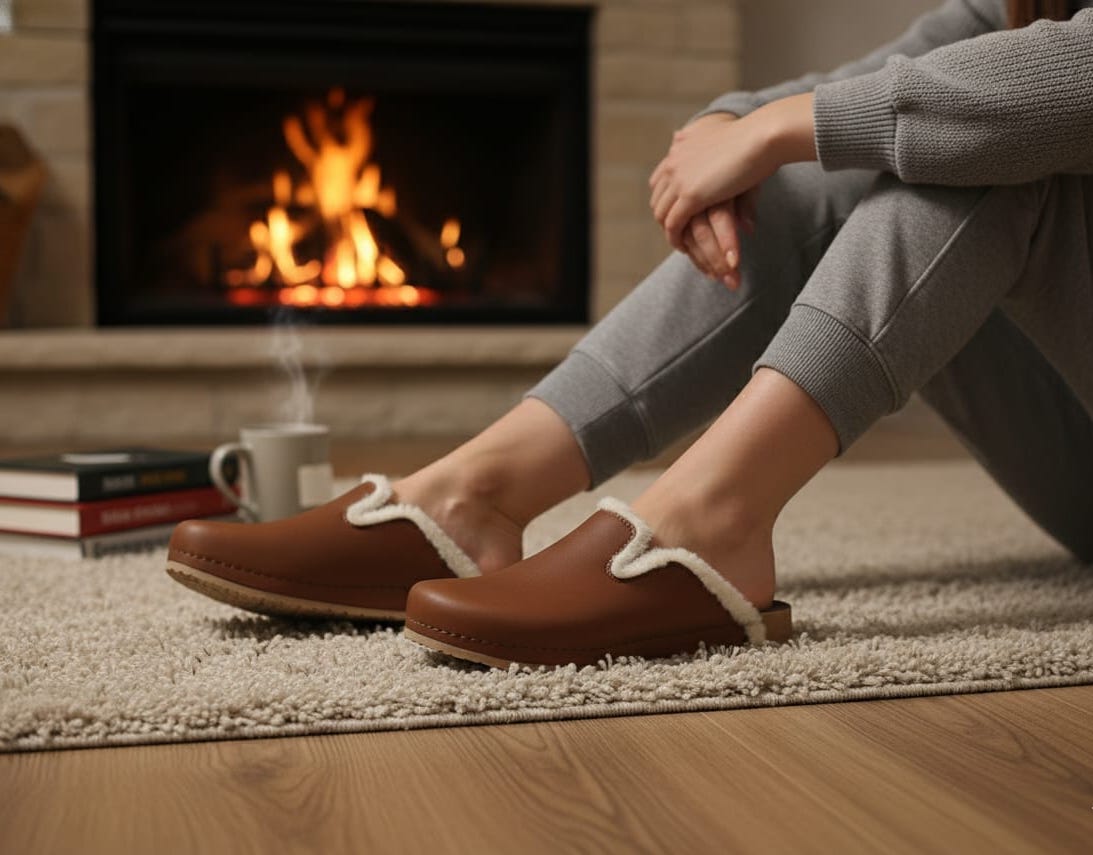 8142 Kahve Renkli İçi Tüylü Kışlık Sek Konfort Terlik