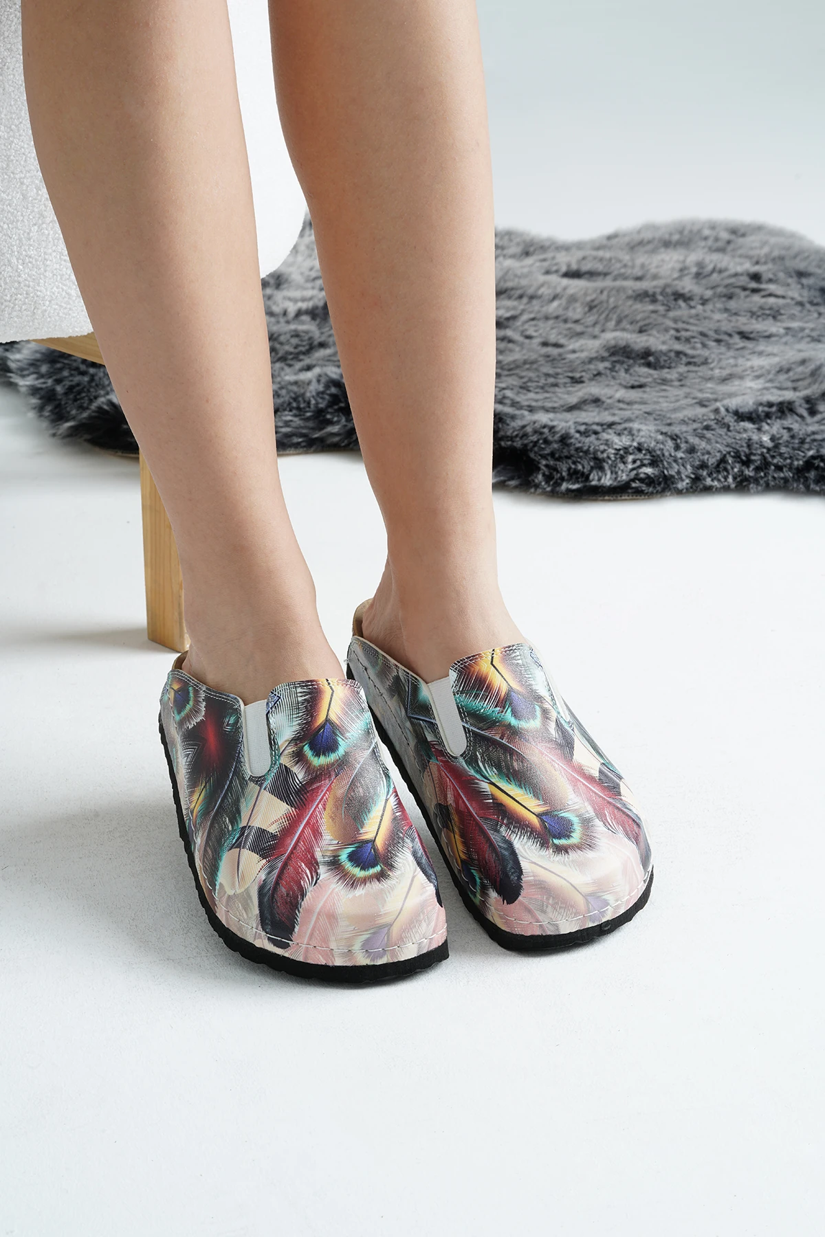 8050Tüy Baskılı Sabo Terlik