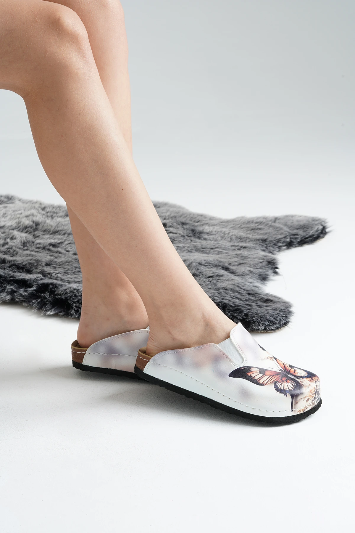 8016 Kelebek Baskılı Sabo Terlik