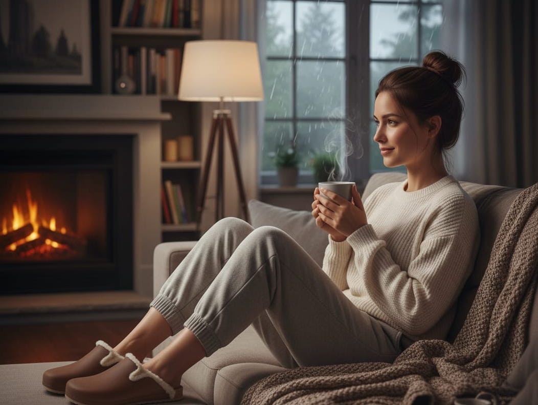 8142 Kahve Renkli İçi Tüylü Kışlık Sek Konfort Terlik