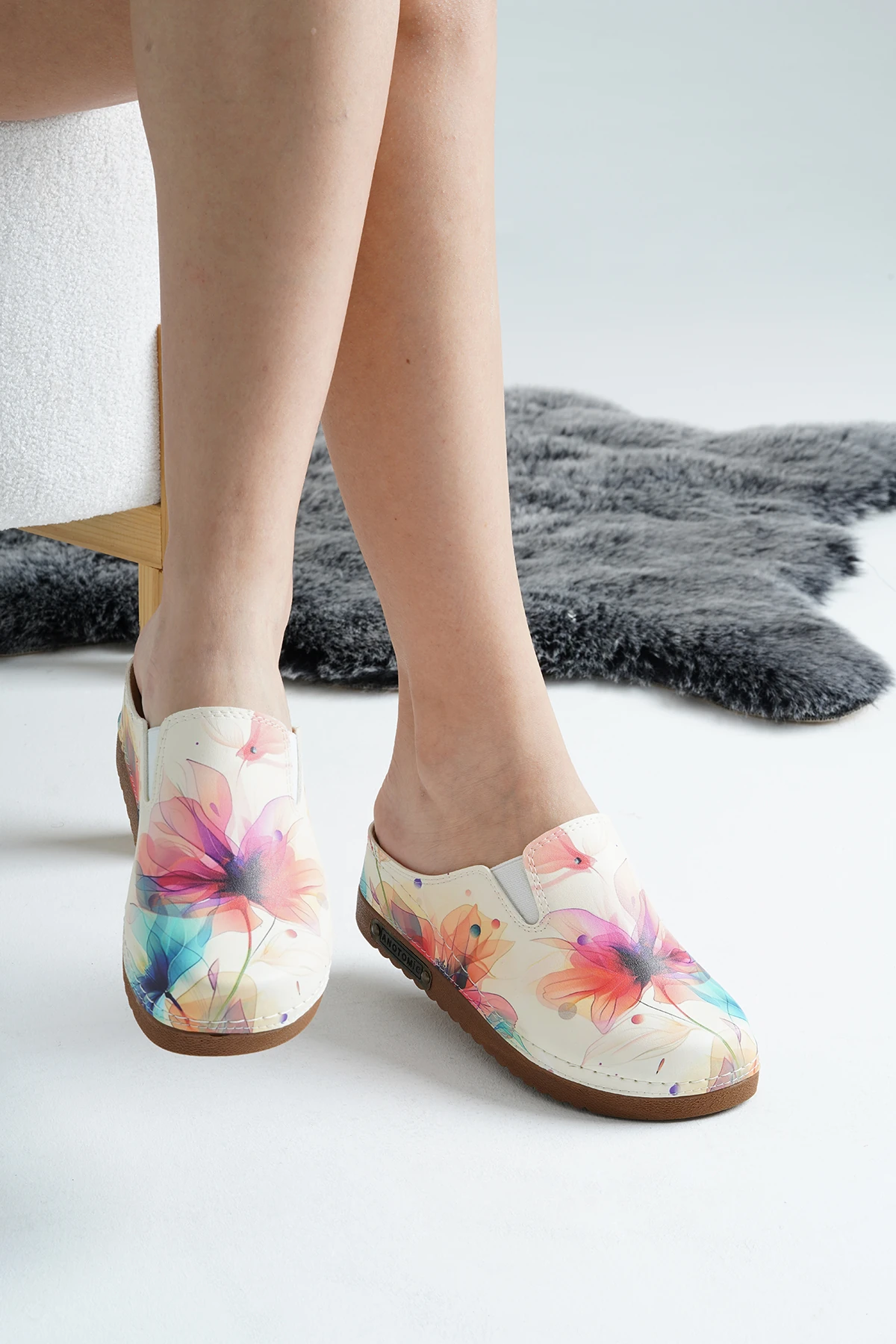 3081 Rüya Çiçek Baskılı Sek Anatomik Terlik