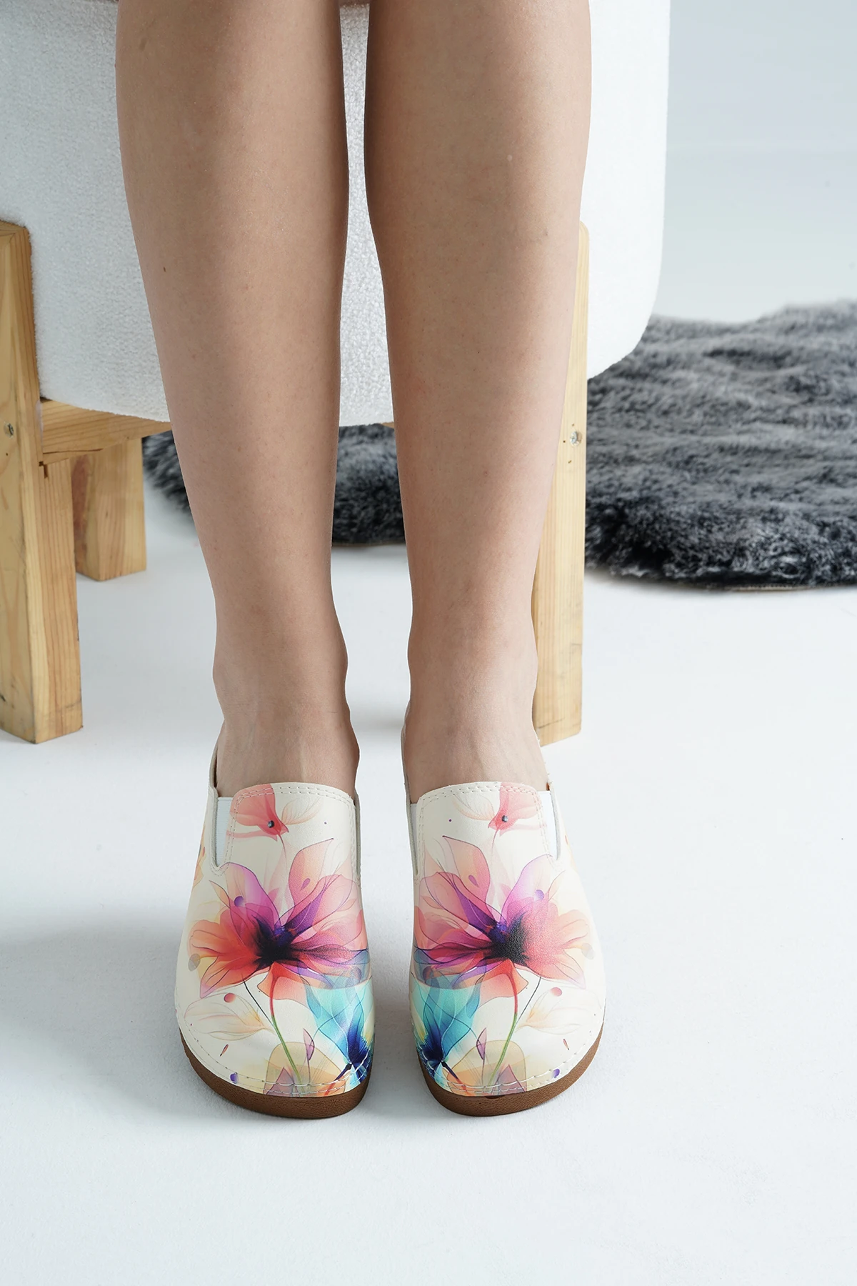 3081 Rüya Çiçek Baskılı Sek Anatomik Terlik