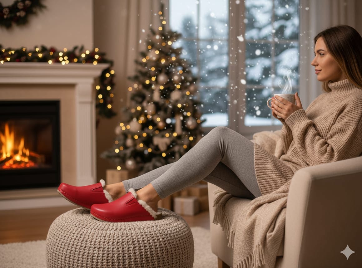 8139 Kırmızı Renkli İçi Tüylü Kışlık Sek Konfort Terlik