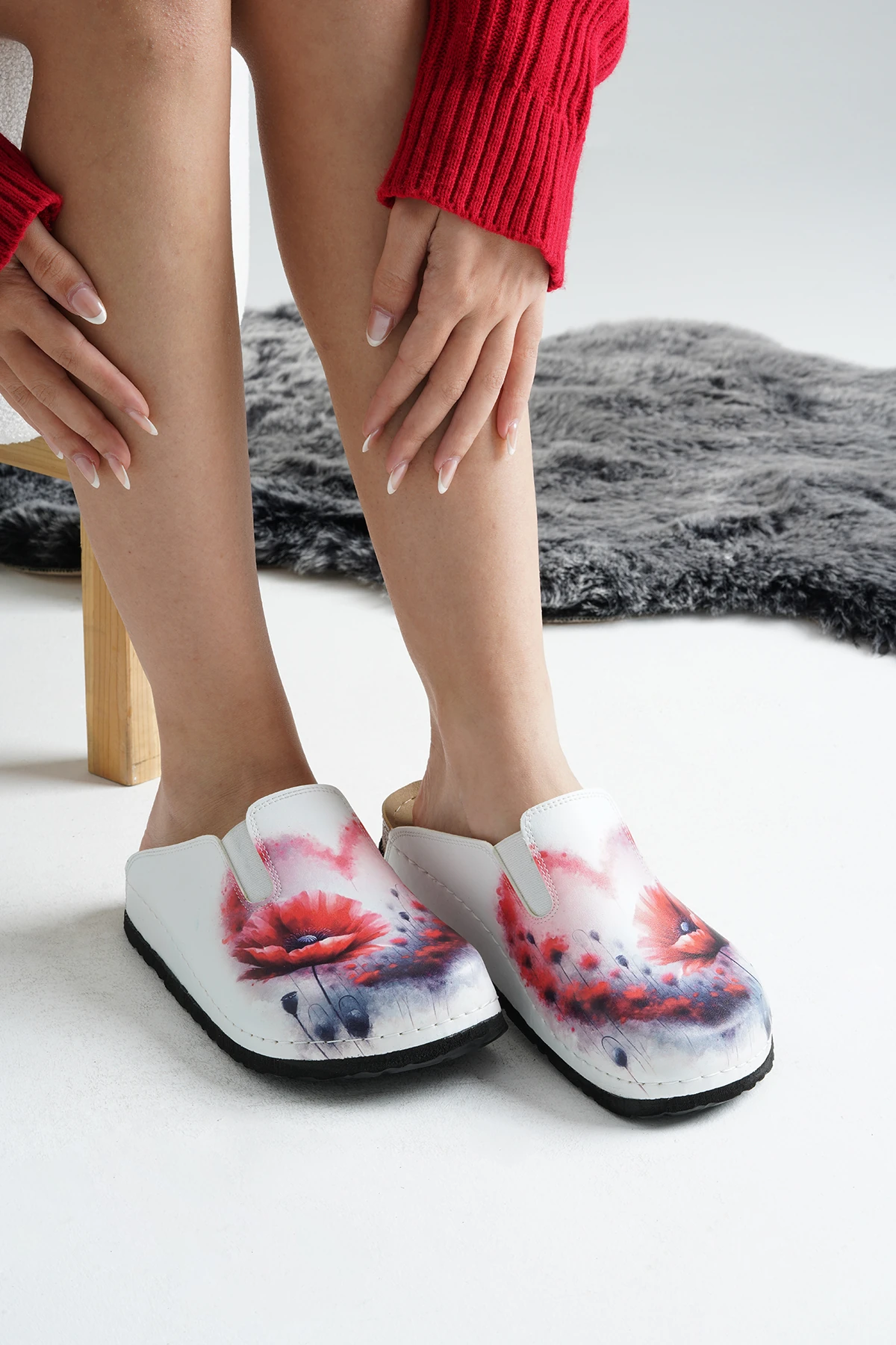 6310 Karanfil Baskılı Sabo Terlik