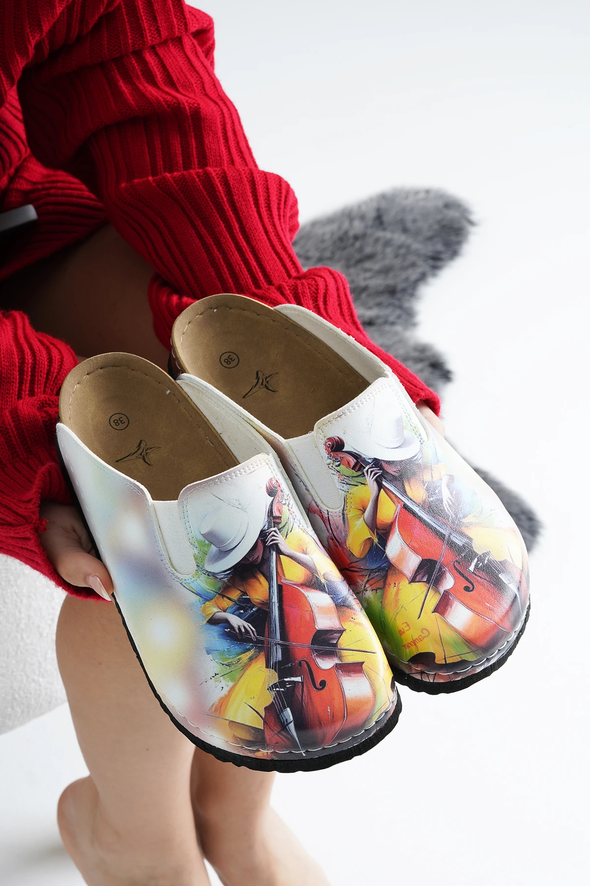 8036 Sanatçı Baskılı Sabo Terlik